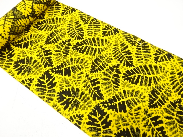 JAPANESE KIMONO / ANTIQUE BOLT FOR HASSUN OBI / WOVEN TREE LEAVES